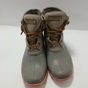 Sperry Saltwater Womens Size 8.5 M Khaki Outdoor Waterproof Quilted Duck Boots